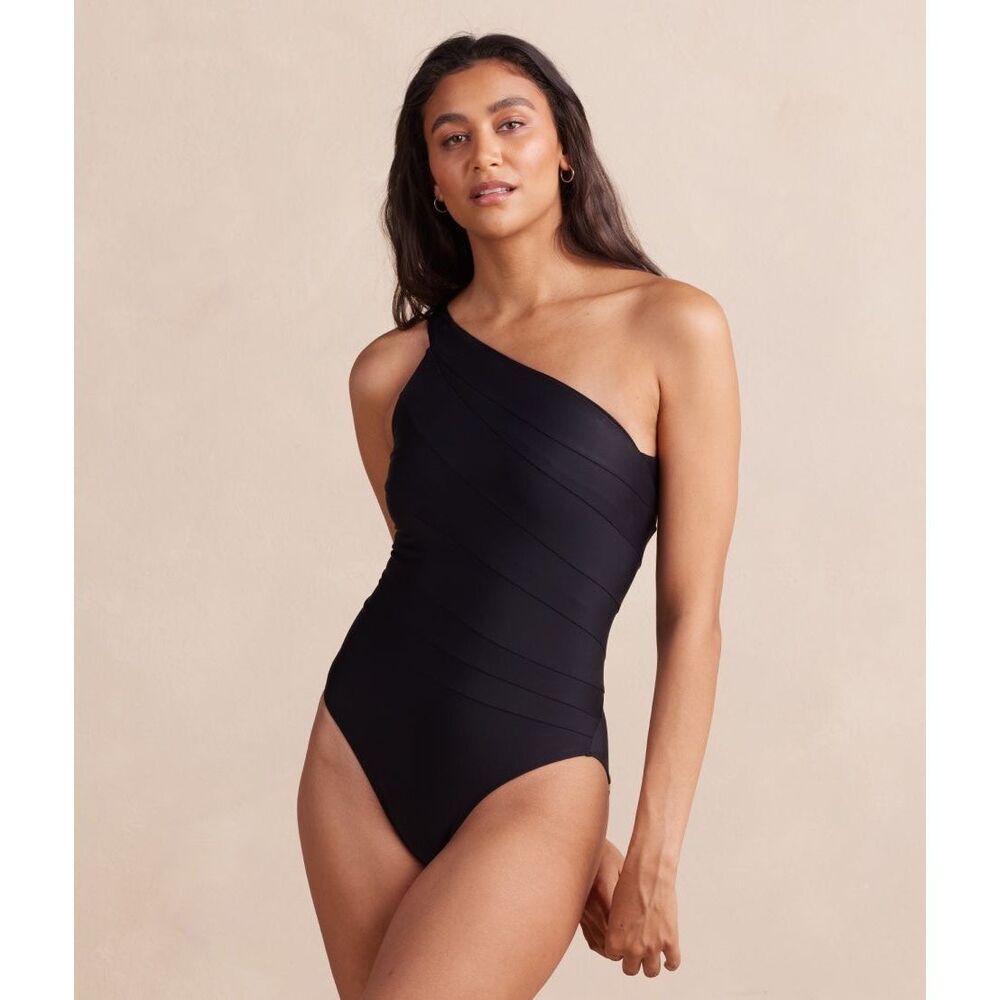 Summersalt The Sidestroke Black Sea Urchin One Shoulder Swimsuit Size 16